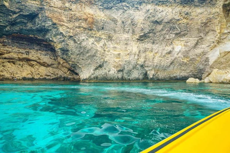 Blue Lagoon:Malta Crystal Lagoon, Comino,Private Speedboat - The extra swimming stop and Santa Maria Caves