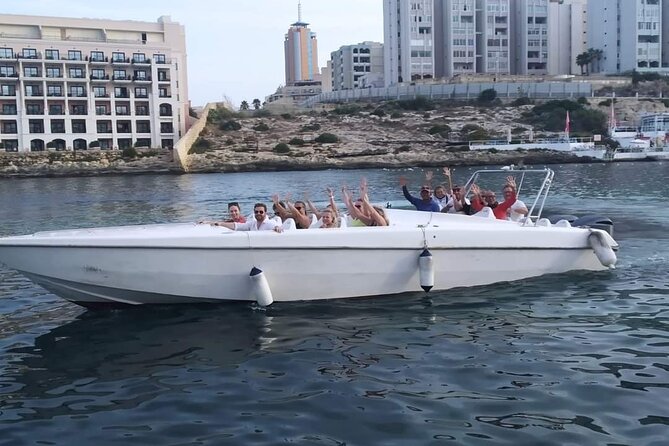 Comino, The Blue Lagoon & Caves Powerboat from St Julian's - Leaving St George’s Bay on a powerboat