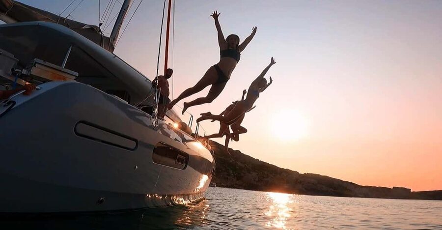 Evening Catamaran Charter - Leaving Marina Di Valletta for an evening on the water