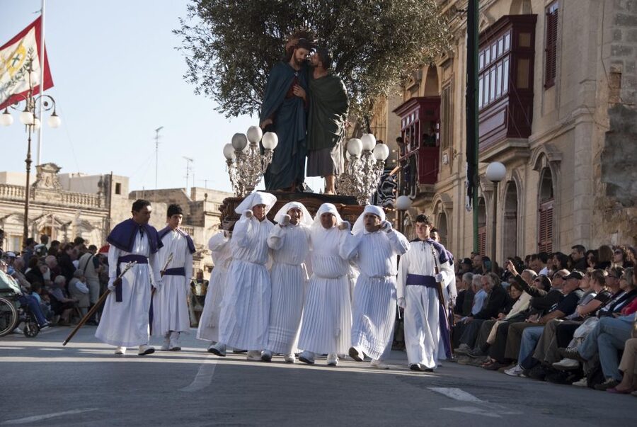 Good Friday Easter Procession with Commentary and Transport - Costumed villagers and the story in motion