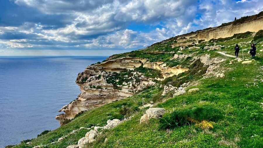 Gozo Unveiled: Guided Hiking in Gozo - The West - Aerial views of Dwejra and the approach to Fungus Rock