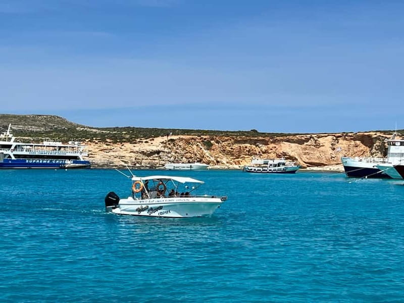Mellieha: 1:00pm Speedboat round Comino Caves 2h Blue Lagoon - St. Mary Battery and Comino’s rocky eastern side