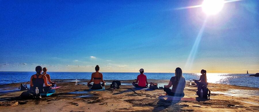 Sliema: Beach Yoga Class with Swimming - The post-class swim in the Maltese sea